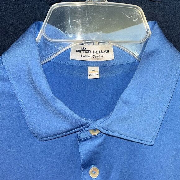 Two (2) Peter Millar Summer Comfort Blue Golf Polo Shirt M Golf Pride Grips - Picture 3 of 5
